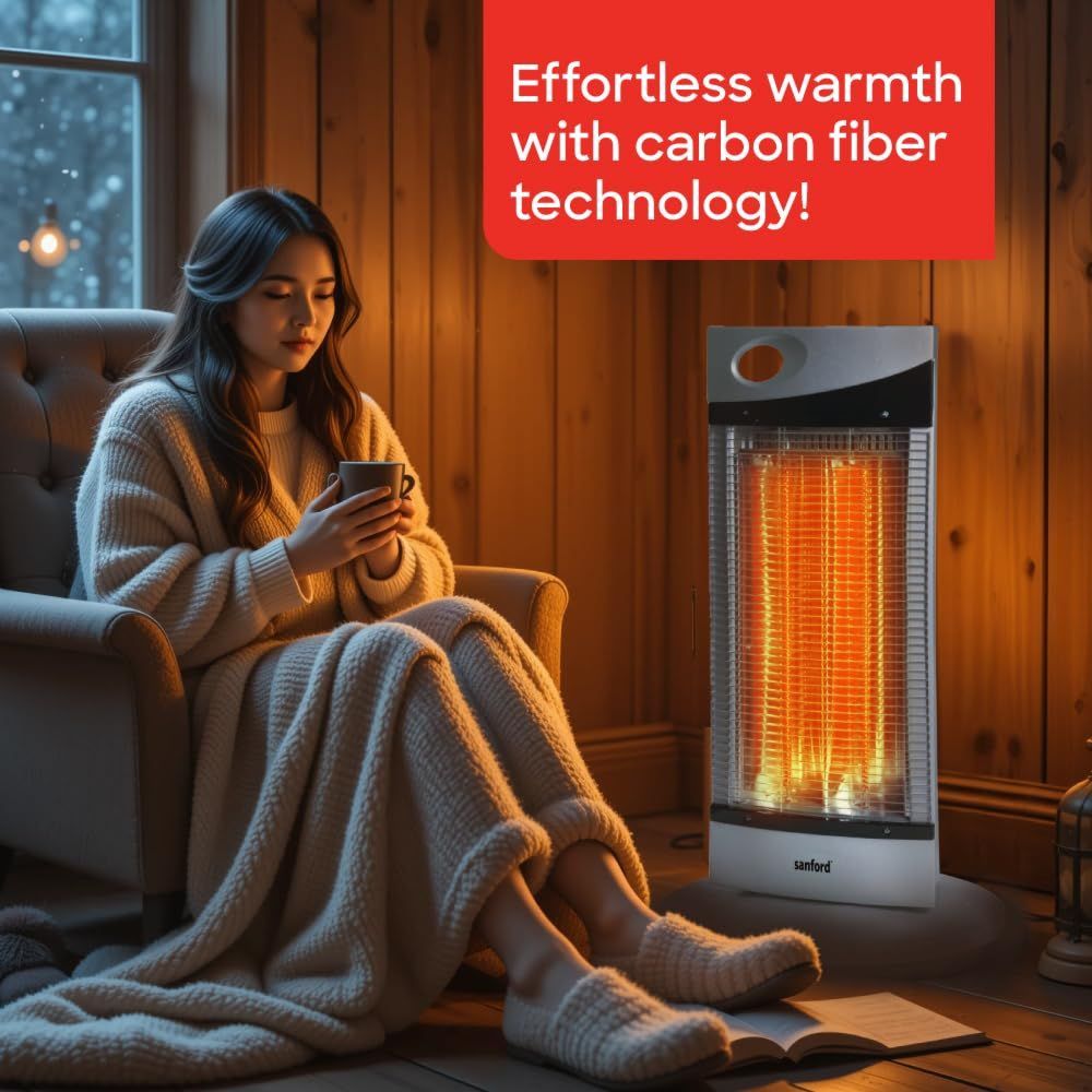 Sanford - Carbon Room Heater With Remote Control - Silver/Black - 900 W