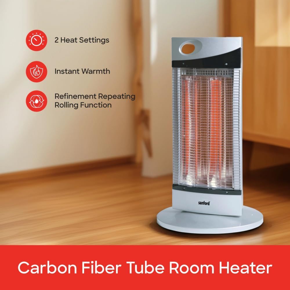 Sanford - Carbon Room Heater With Remote Control - Silver/Black - 900 W