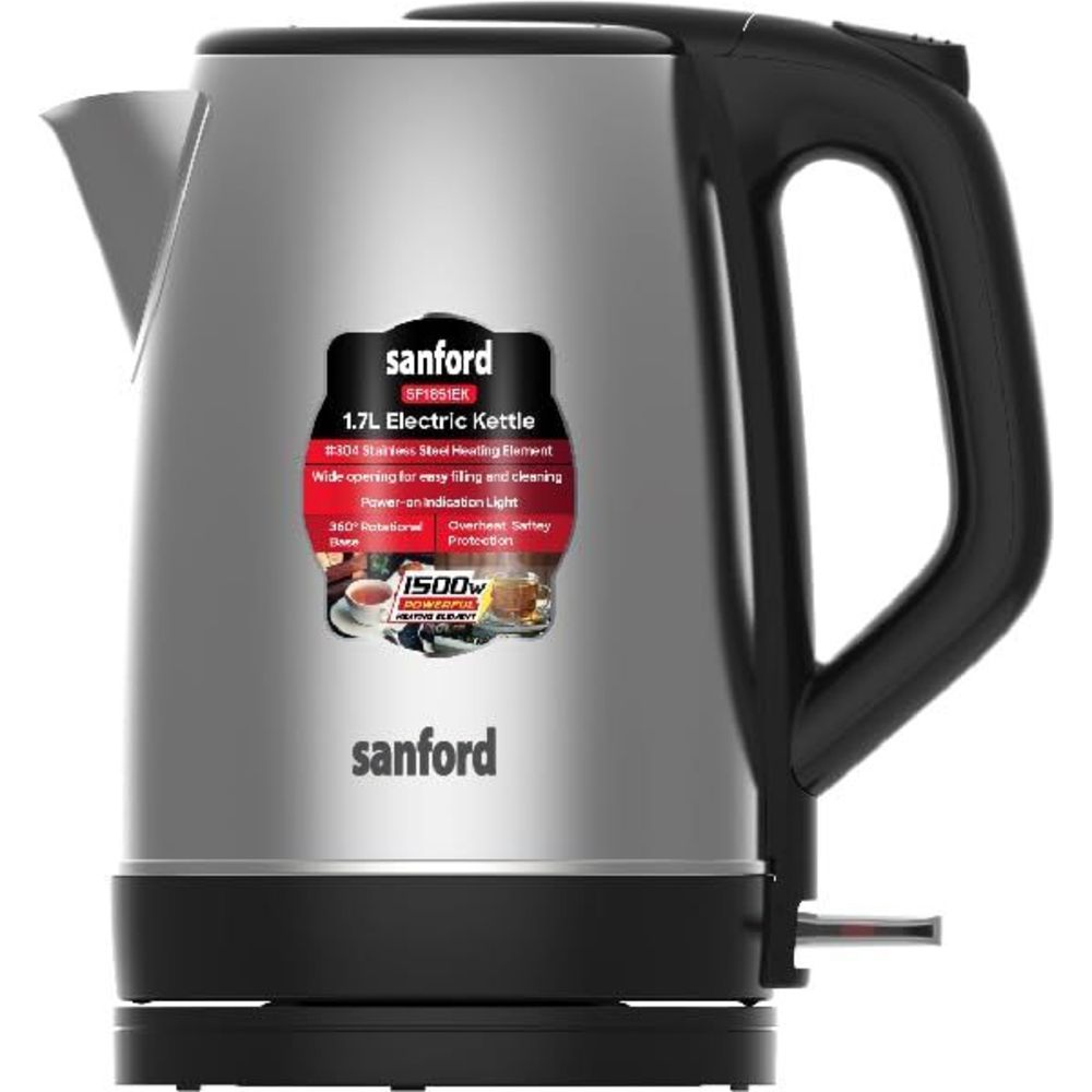 Sanford - Stainless Steel Electric Kettle - Silver - 1.7 L - 1500 W