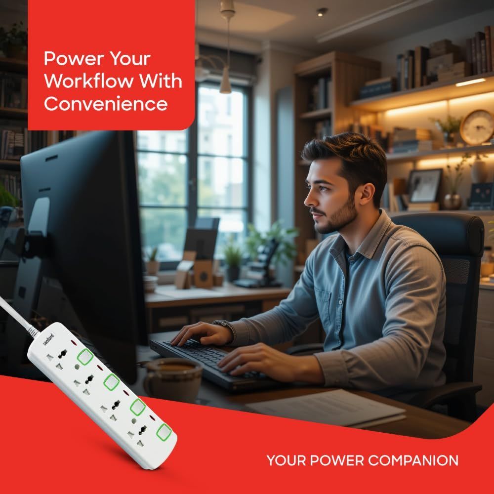 Sanford - 4-Way Universal Multi Extension Socket - White
