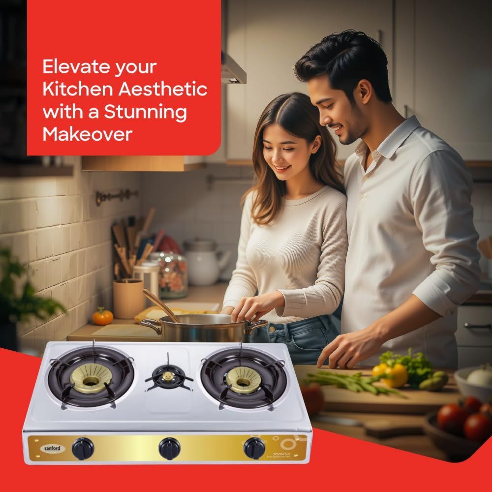 Sanford - 3-Burner Gas Stove With Auto Ignition - Silver
