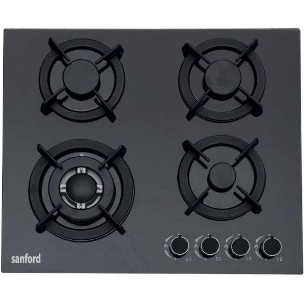 Sanford - 4 Burner Tempered Glass Gas Hob - Black