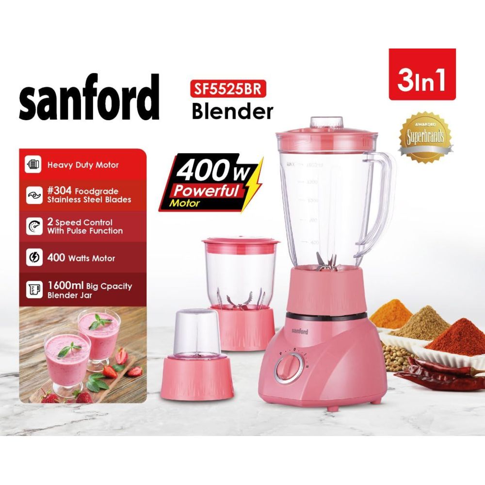 Sanford - 3-In-1 Heavy Duty Blender - Green - 1.6 L - 400 W