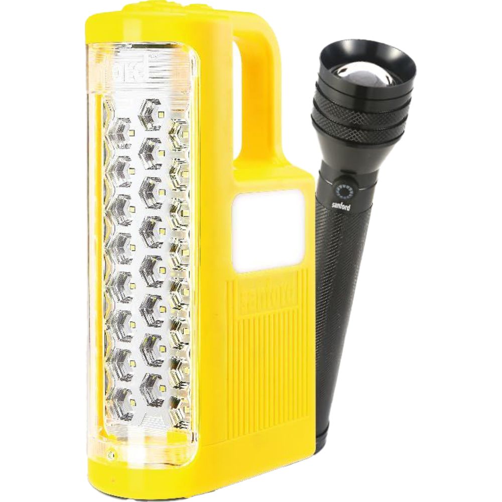 Sanford - LED Rechargeable Emergency Lantern & Searchlight Set - Yellow/Black