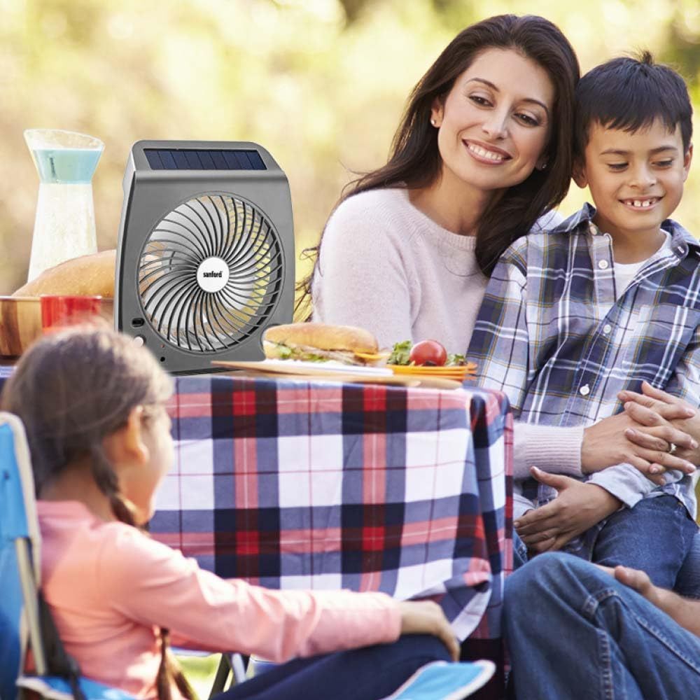 Sanford - Rechargeable Table Fan With LED Light - White - 18 cm