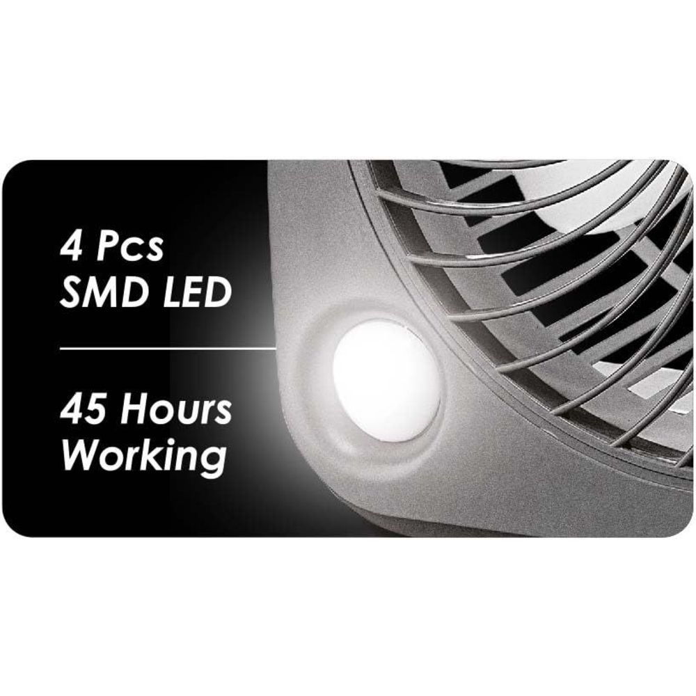 Sanford - Rechargeable Table Fan With LED Light - White - 18 cm