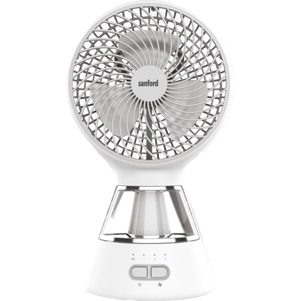 Sanford - 2-In-1 Rechargeable Table Fan With LED Lights - White - 15 cm