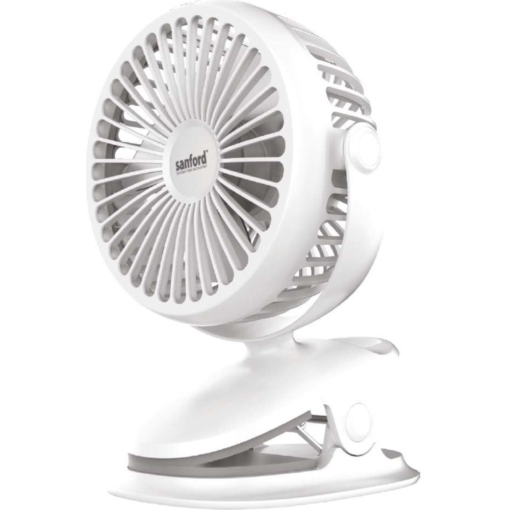 Sanford - Rechargeable Portable Clip Fan - White - 10 cm