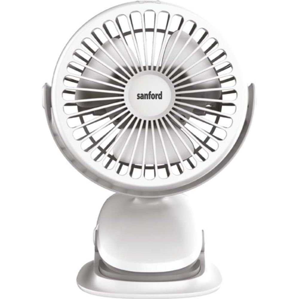 Sanford - Rechargeable Portable Clip Fan - White - 10 cm