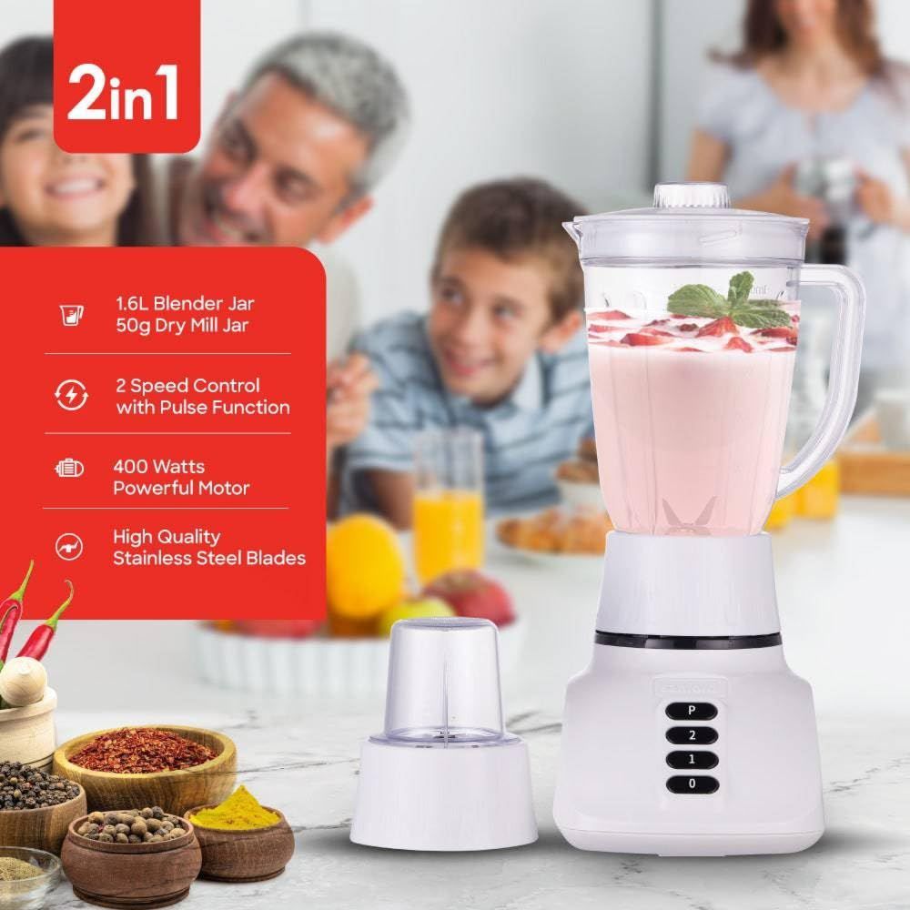 Sanford - 2-In-1 Blender & Mil - White - 1.6 L - 400 W