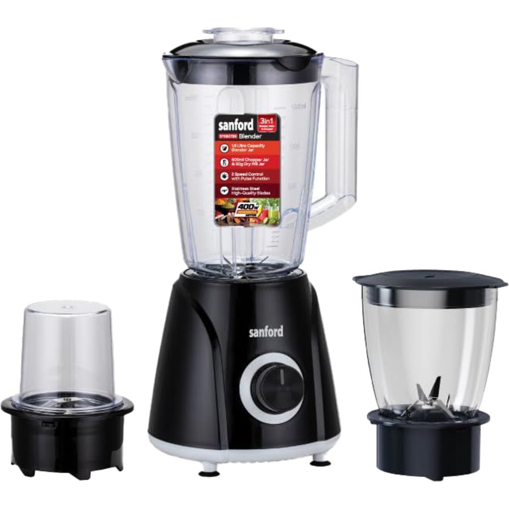 Sanford - 3-In-1 Blender & Mil - Black - 1.6 L - 400 W