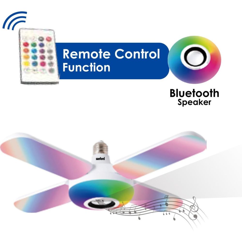 Sanford - 4-Leaf Foldable RGB LED Ceiling Fan Lamp - Multicolor - 48 W