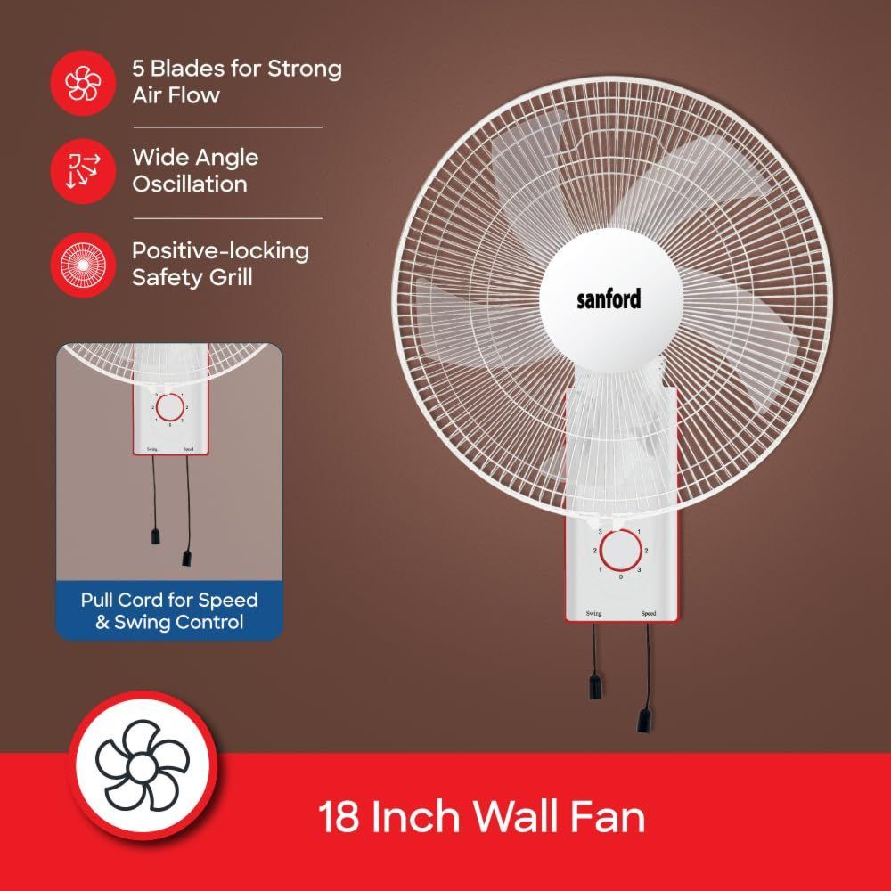 Sanford - Wall Mounted Fan - Black - 60 W - 45 cm
