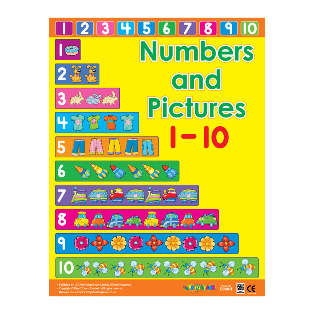 Numbers And Shapes Educational Wall Charts In English - Pack of 6