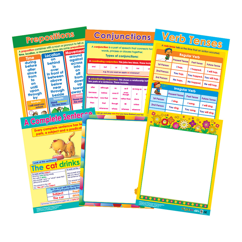 Grammar Foundations Educational Wall Charts In English - Pack of 6