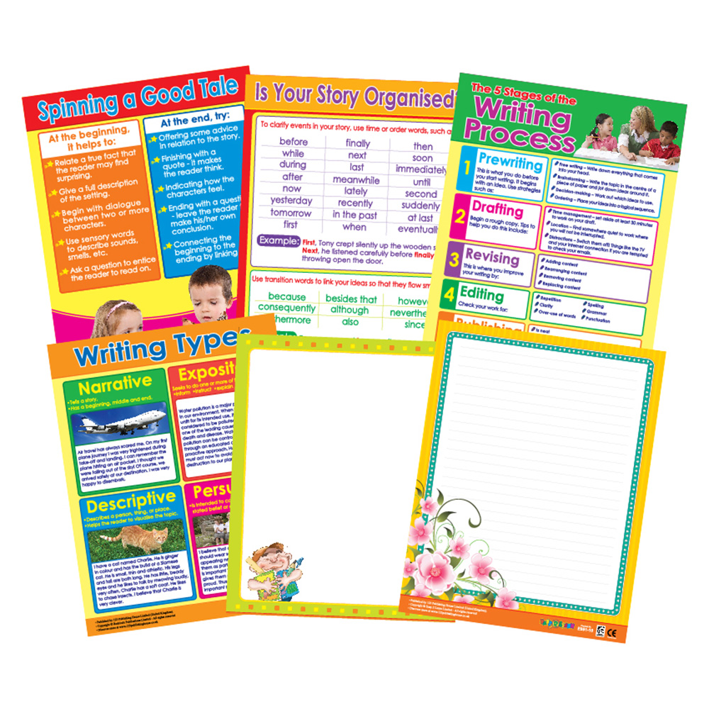 Writing Skills 2 Educational Wall Charts In English - Pack of 6