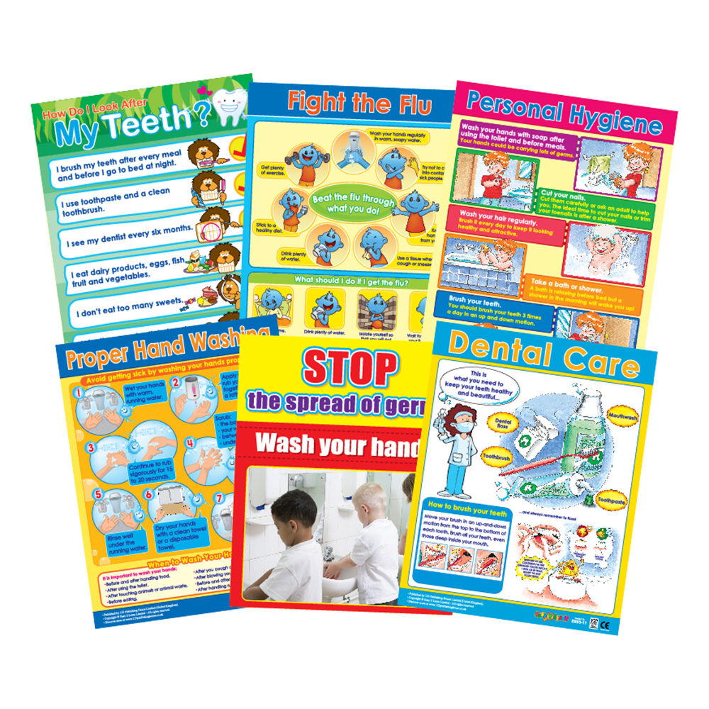 Healthy Habits Educational Wall Charts In English - Pack of 6