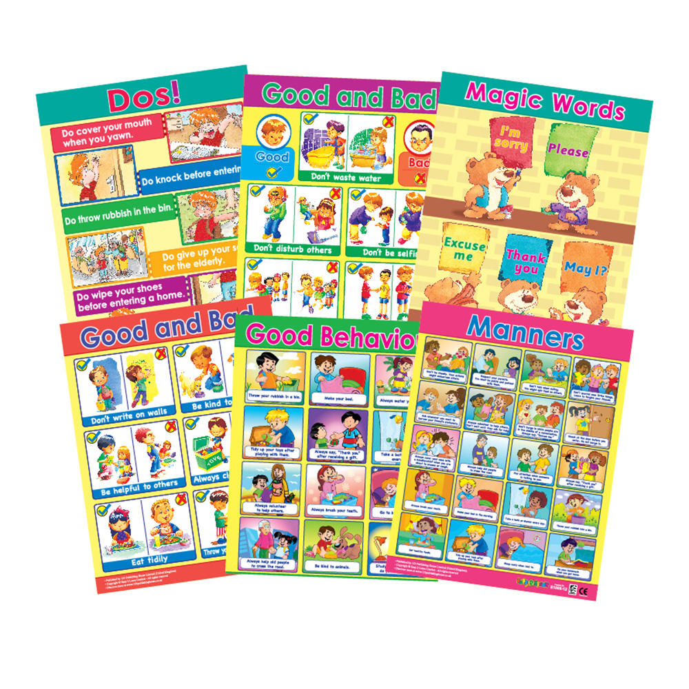 Good Manners Educational Wall Charts In English - Pack of 6