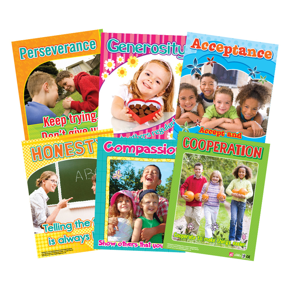 Character Builders Educational Wall Charts In English - Pack of 6