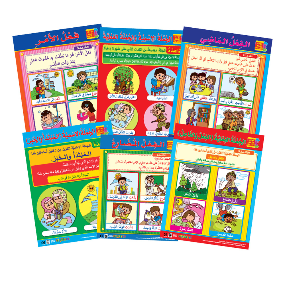 Sentences And Verbs Educational Wall Charts In Arabic - Pack of 6