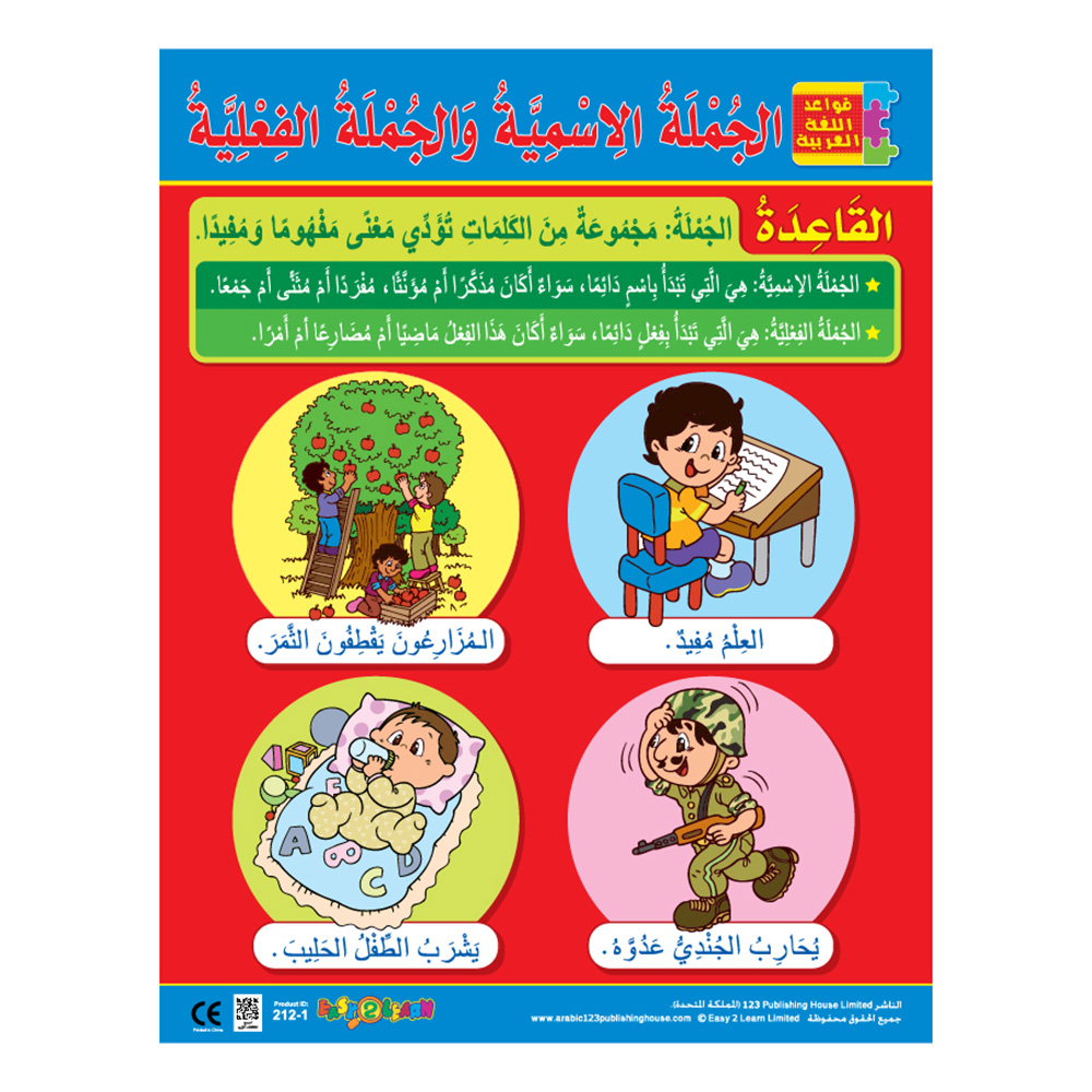 Sentences And Verbs Educational Wall Charts In Arabic - Pack of 6