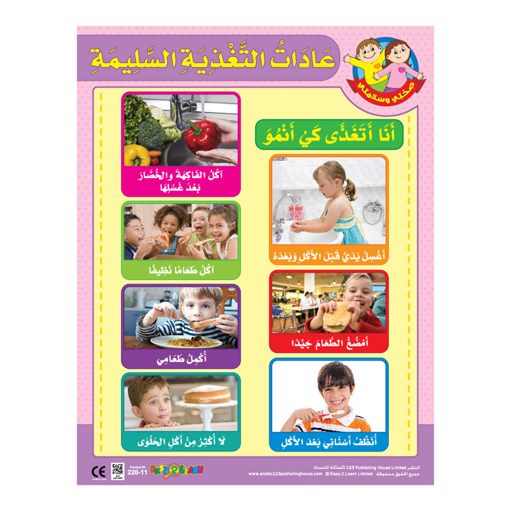 Healthy Food Educational Wall Charts In Arabic - Pack of 6