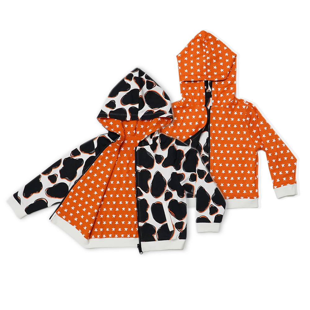 Lucy & Sam Kids Cow Reversible Hooded Jacket