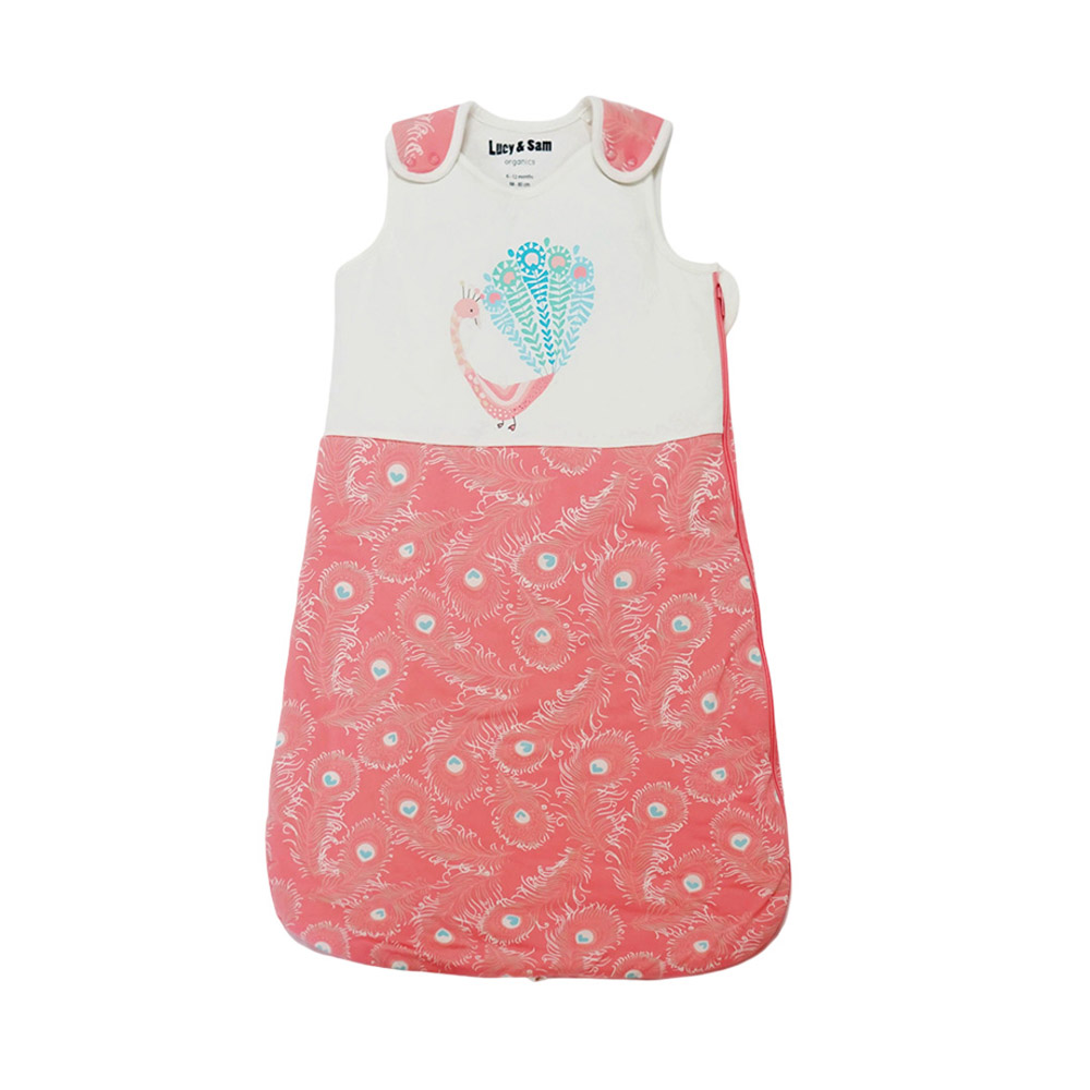 Lucy & Sam - Baby Girl's Peacock Sleeping Bag - Pink
