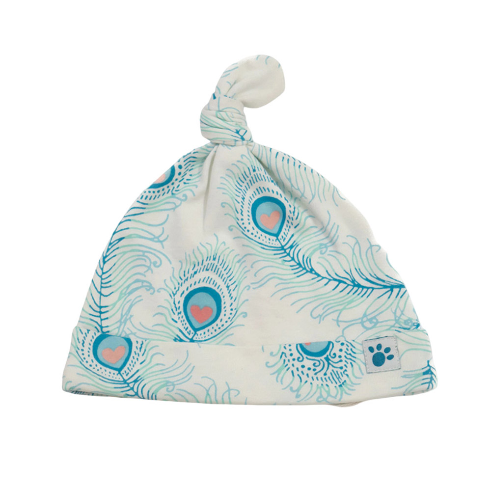 Lucy & Sam Baby Peacock Tie Up Bandana Hat - White
