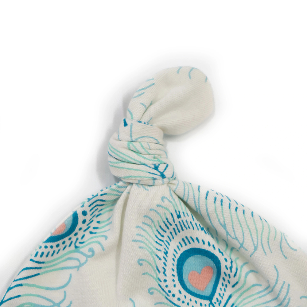 Lucy & Sam Baby Peacock Tie Up Bandana Hat - White