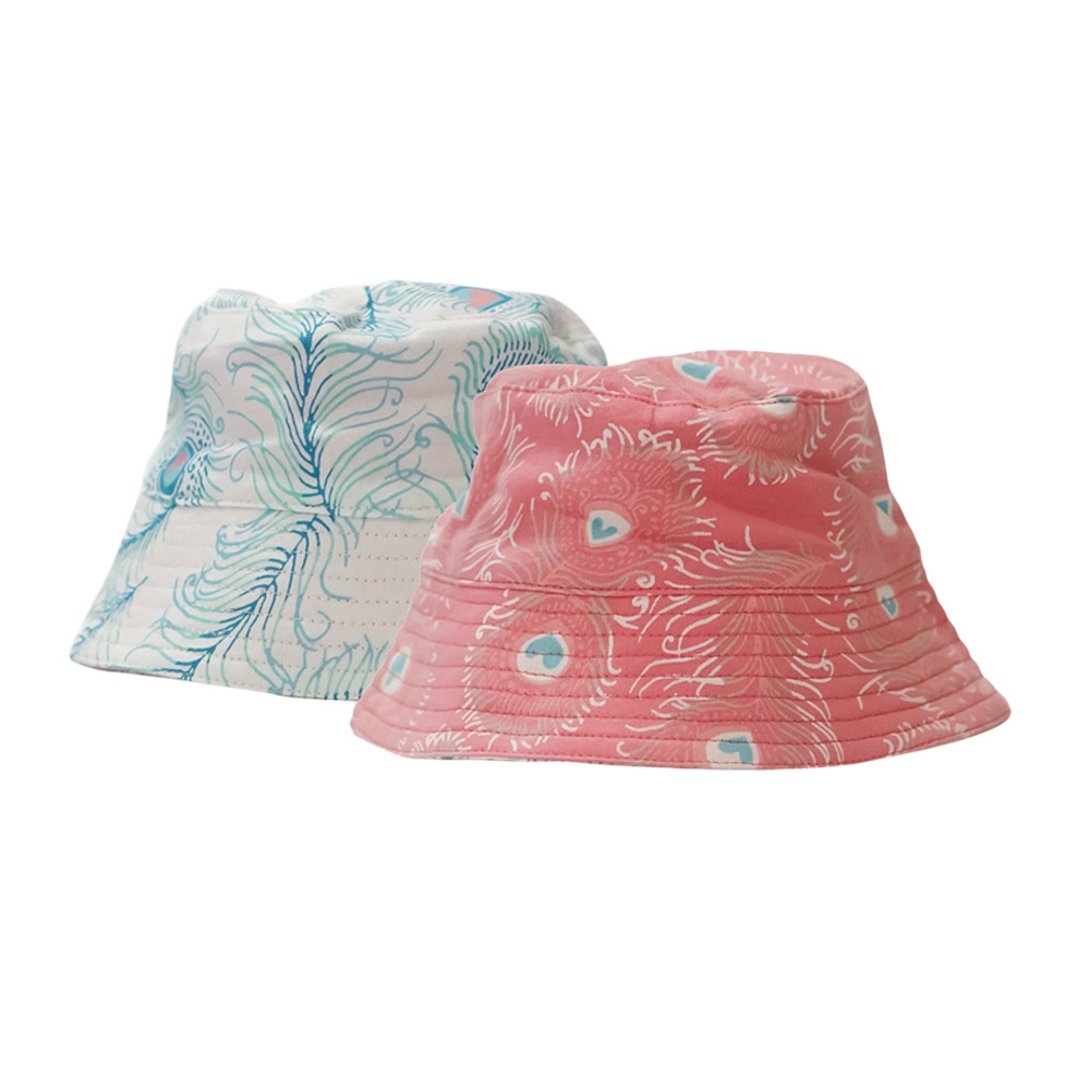 Lucy & Sam Girl's Peacock Reversible Sun Hat