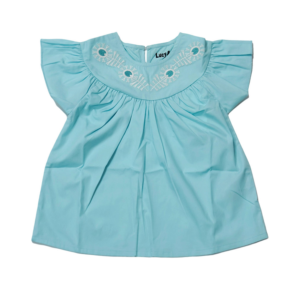 Lucy & Sam Girl's Woven Embroidered Top - Blue