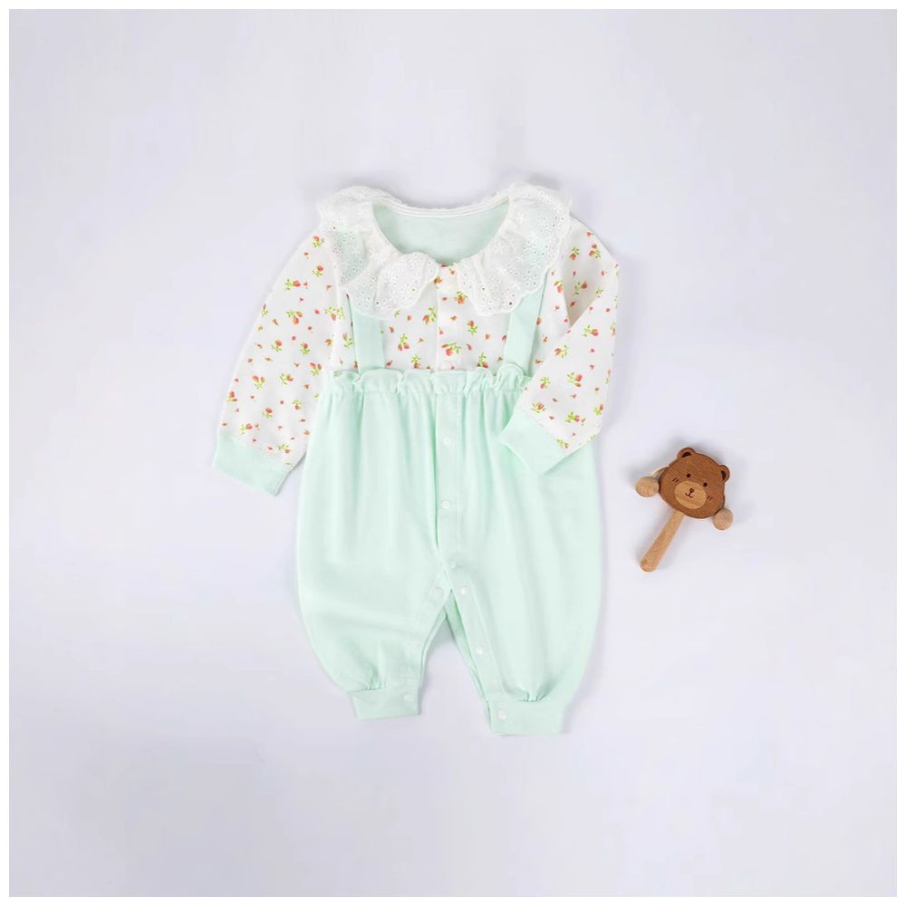 Skyoem Baby Girl's Cotton Long Sleeve Button Jumpsuit