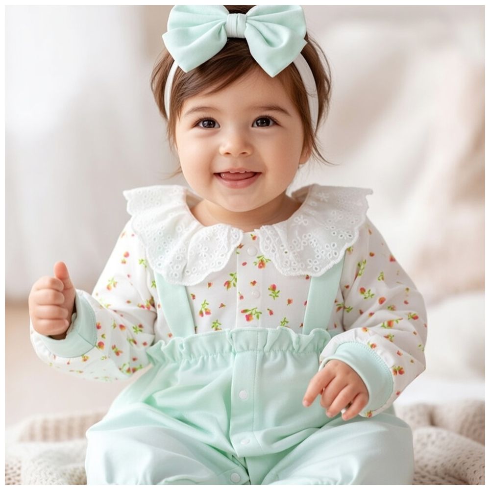 Skyoem Baby Girl's Cotton Long Sleeve Button Jumpsuit