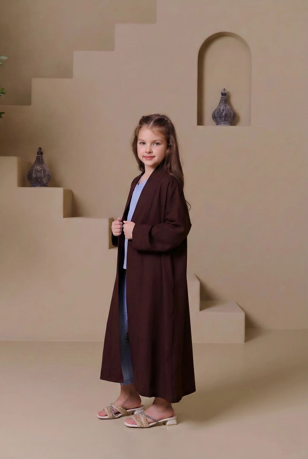 Mulu Girl's Classic Abaya - Brown