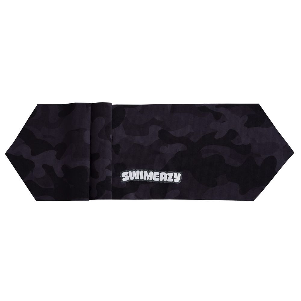 Swimeazy - Wavy Night Headband And Black Goggle With Blue Mirror Lenses