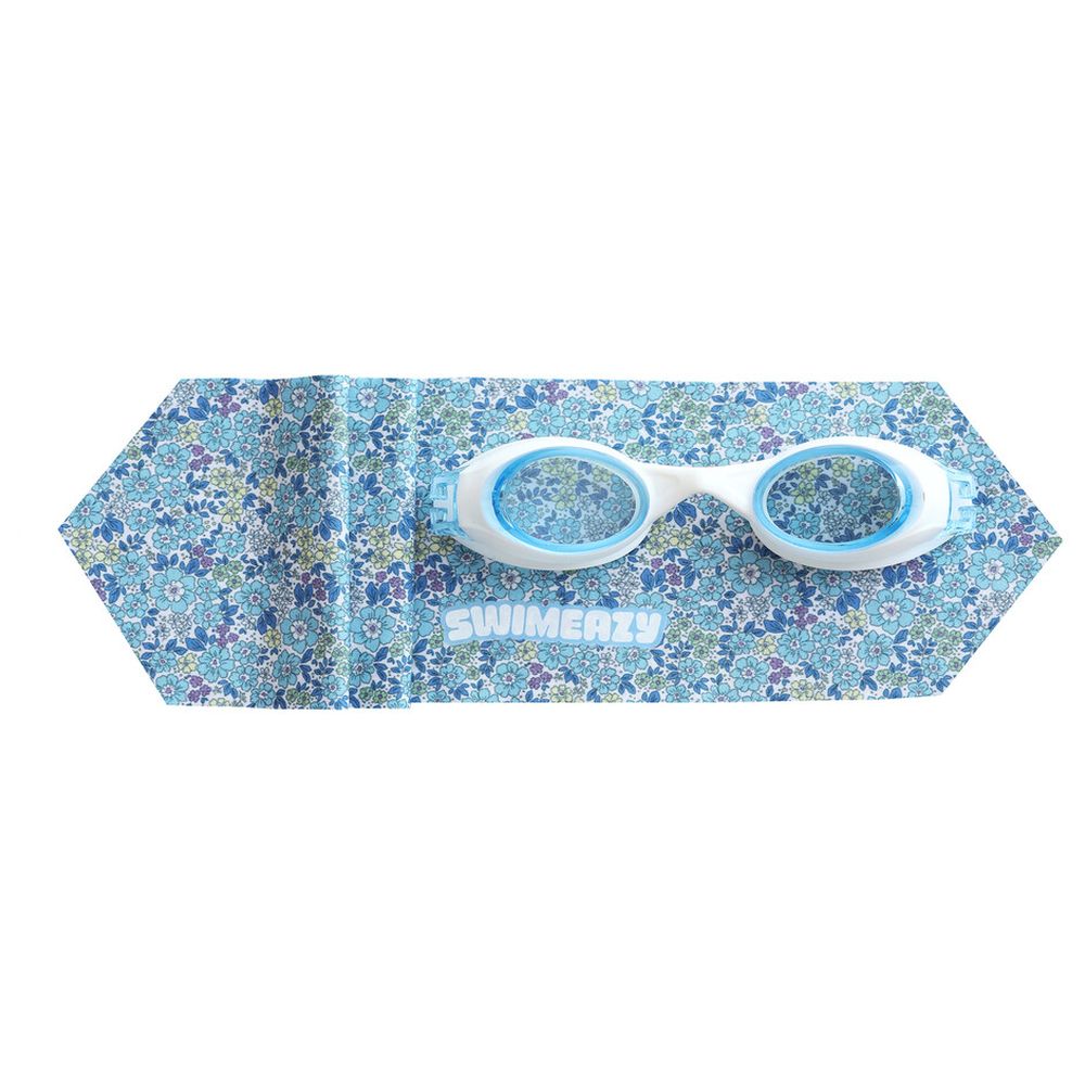 Swimeazy - Aqua Bloom Headband And White Goggle