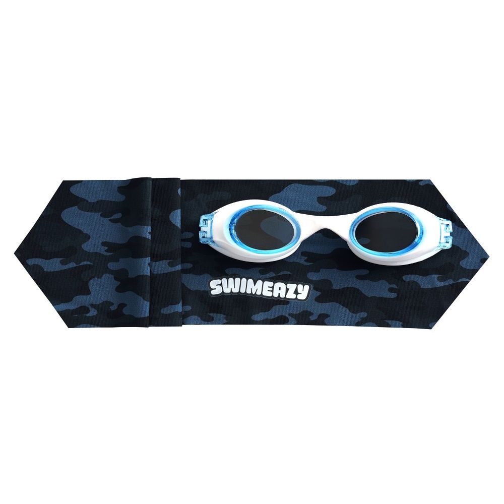 Swimeazy - Wavy Blu Headband And White Goggle