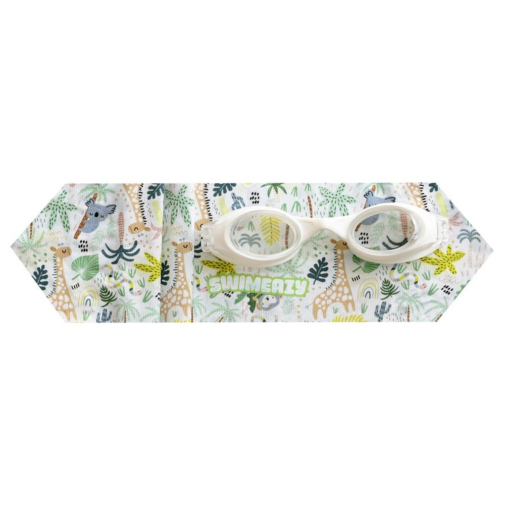 Swimeazy - Jungle Joy Headband And White Goggle With Transparent Lenses - Green
