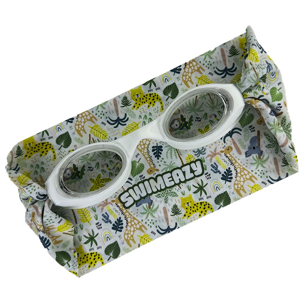 Swimeazy - Jungle Joy Headband And White Goggle With Transparent Lenses - Green