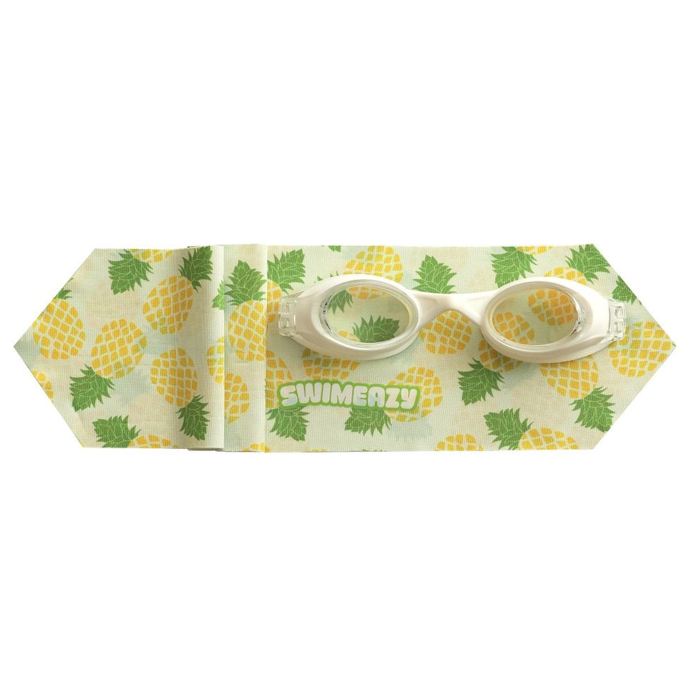 Swimeazy - Pina Pop Headband And White Google With Transparent Lenses
