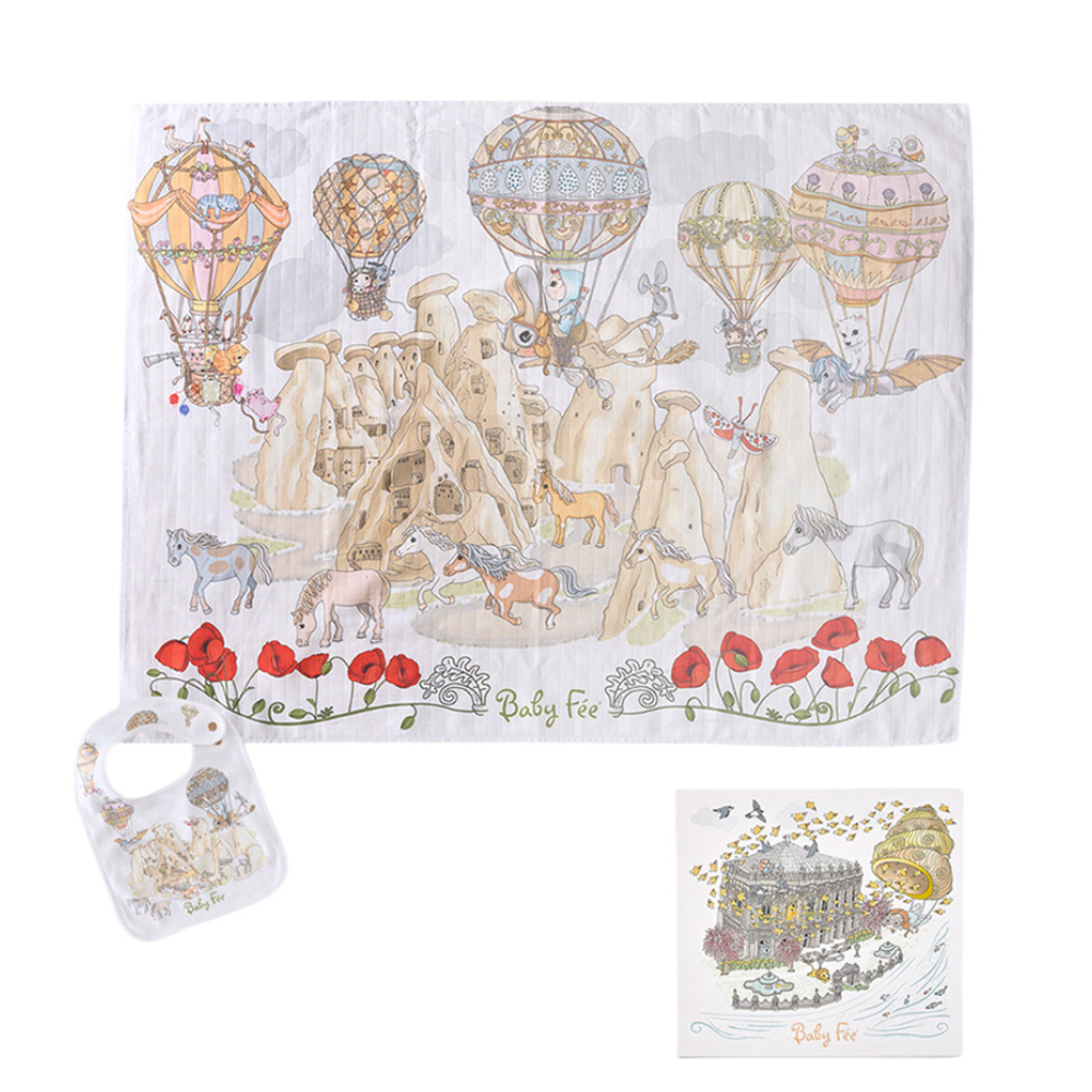 Baby Fee Cappadocia Muslin Blanket & Bib Gift Set
