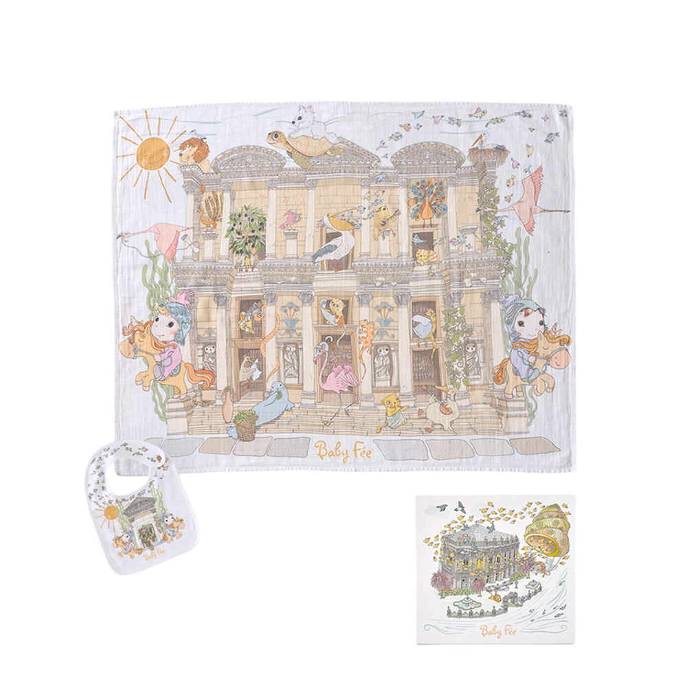 Baby Fee Ephesus Muslin Blanket & Bib Gift Set