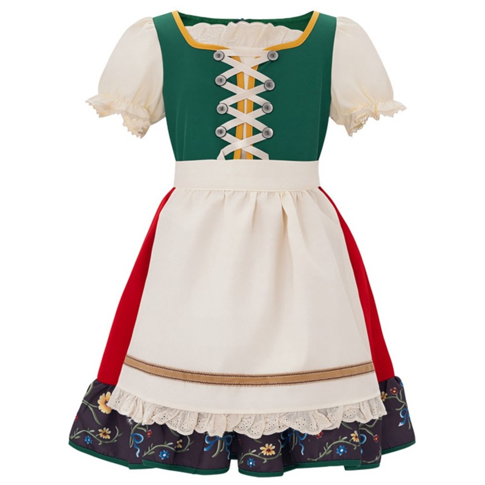 Liangsanzhi - 4pc-Set - Girl's Bavarian Oktoberfest Costume Dress With Headband, Apron And Socks