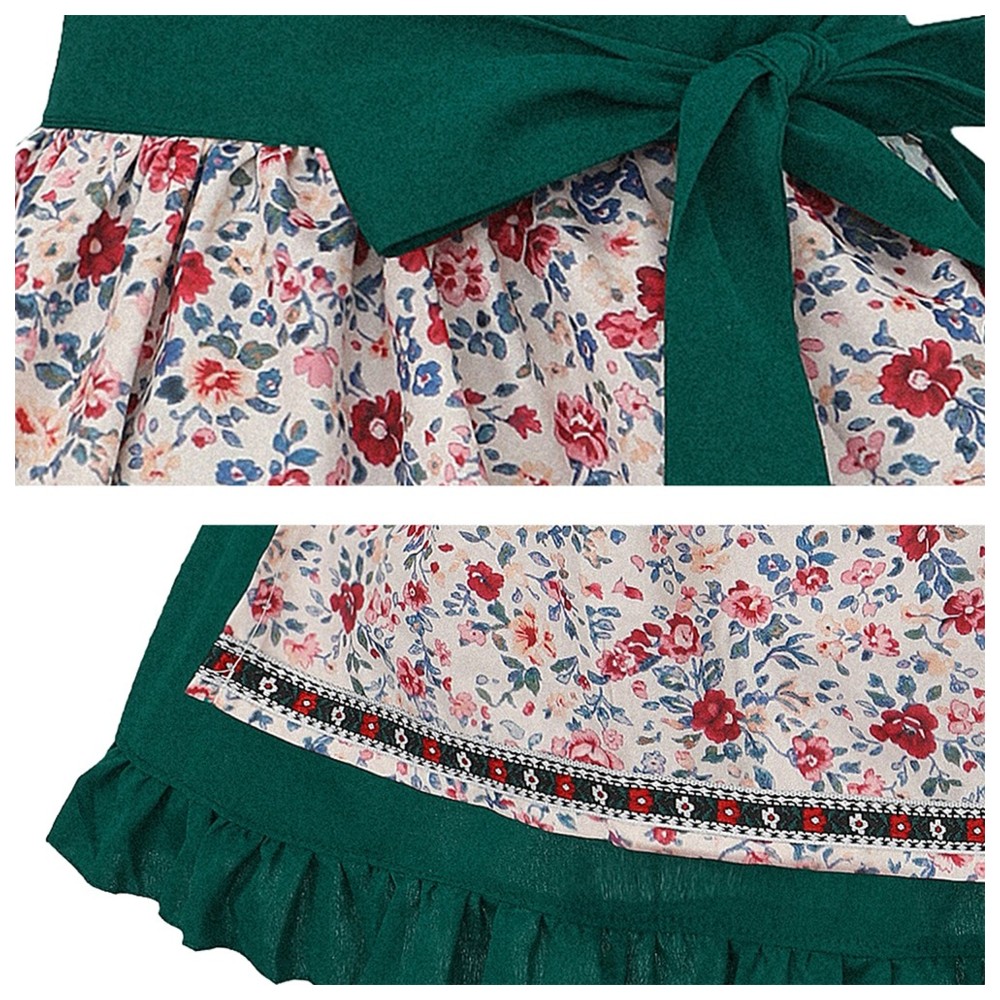 Liangsanzhi - 2pc-Set - Girl's Floral Bavarian Dirndl Festival Costume With Bonnet