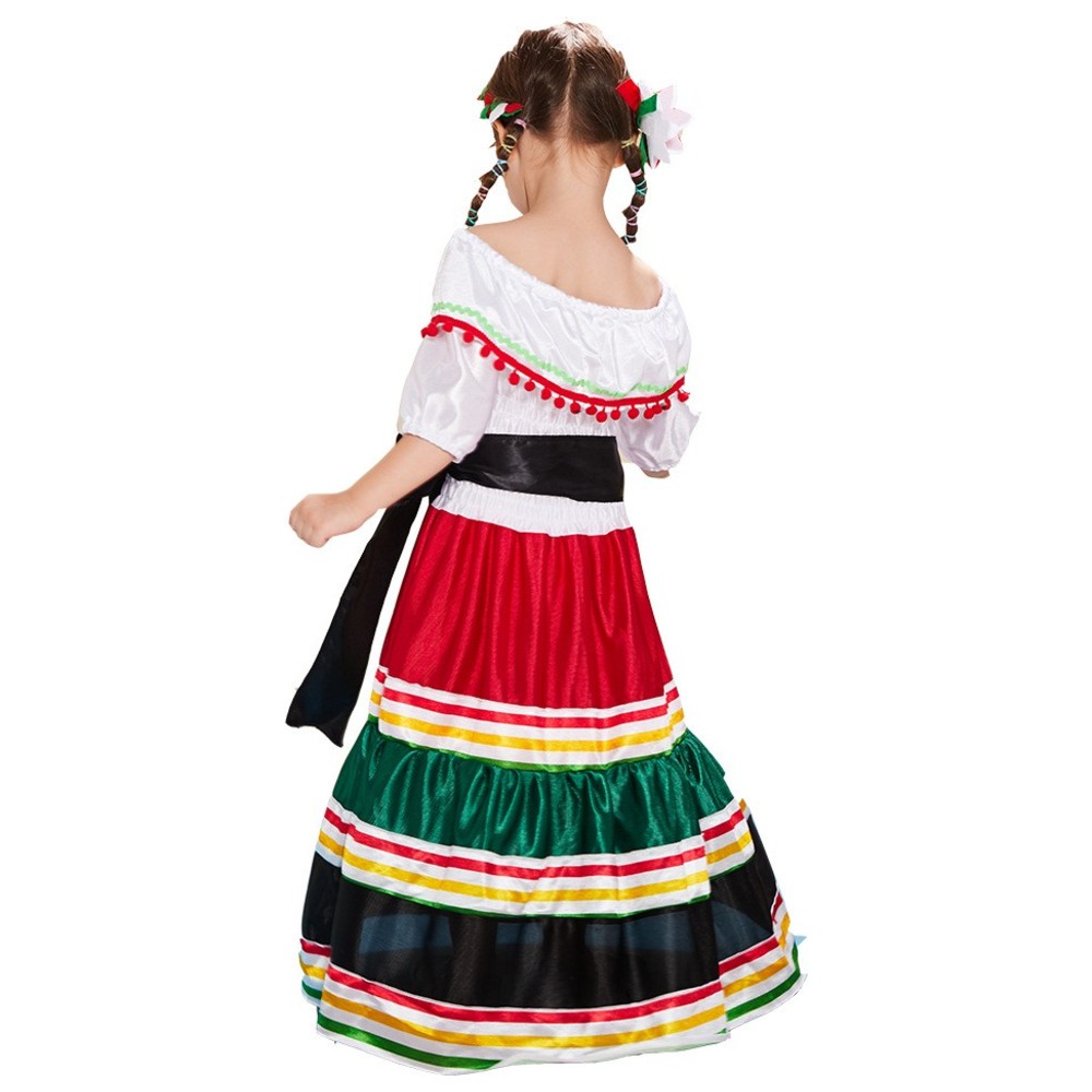 Liangsanzhi - 3pc-Set - Girl's Mexican Traditional Long Costume Dress
