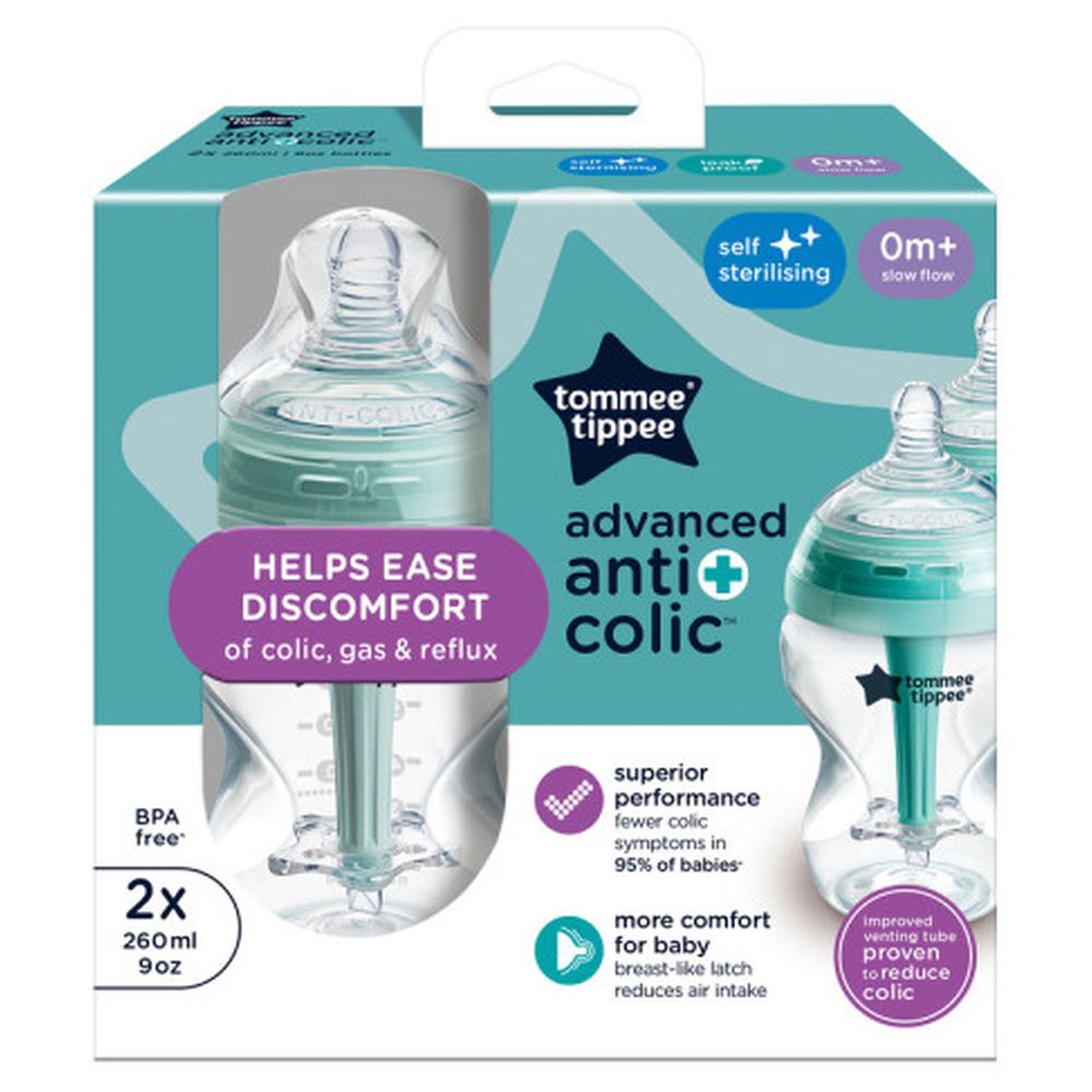 Tommee Tippee - Advanced Anti-Colic Bottle With Slow Flow - 260 ml - 2 Pcs