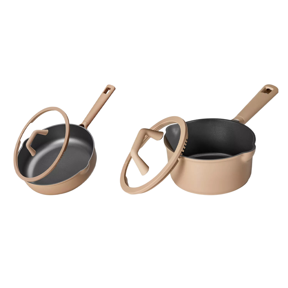 Carote - Nonstick Saute Pan With Pour Spout & Strainer Lid - Taupe