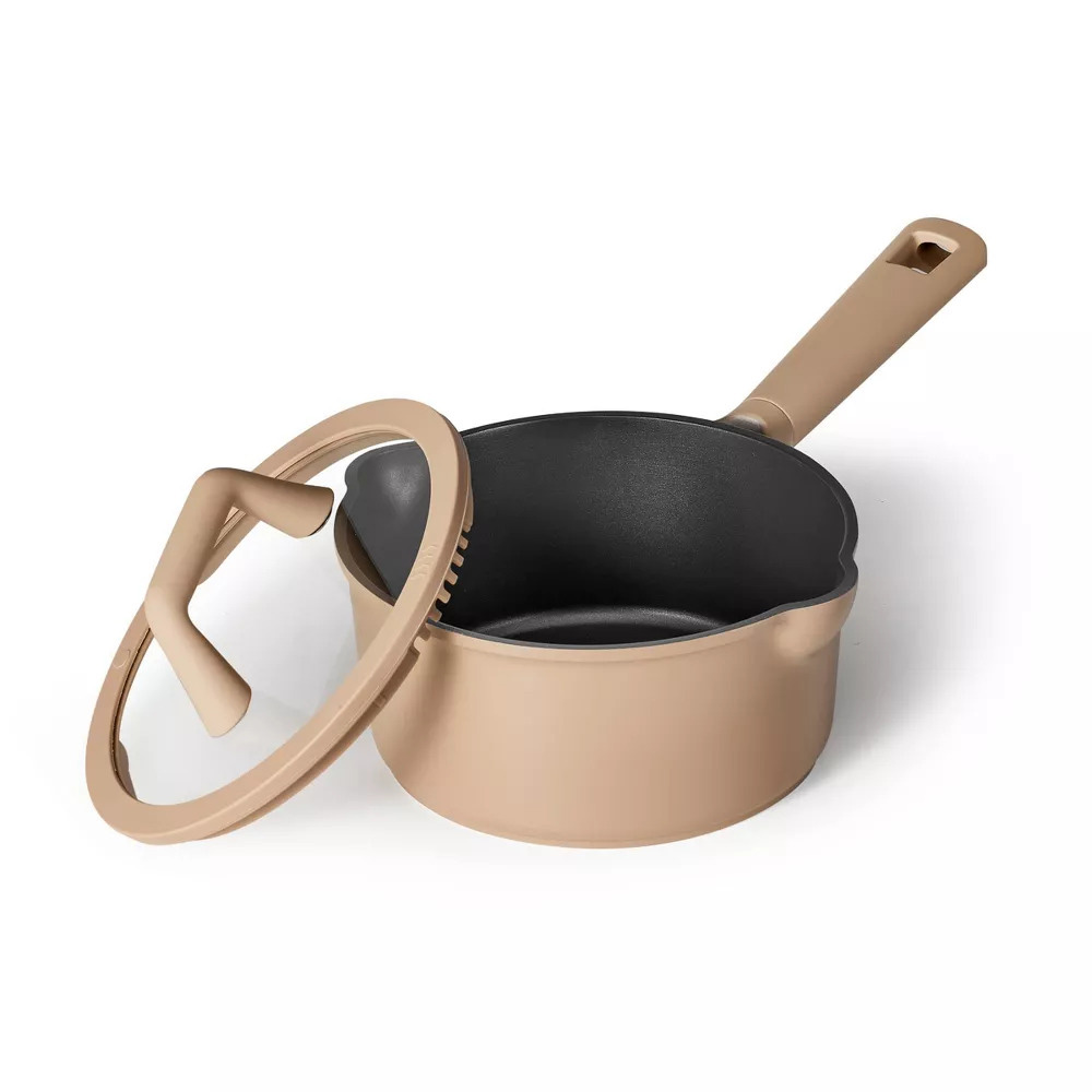 Carote - Nonstick Saute Pan With Pour Spout & Strainer Lid - Taupe