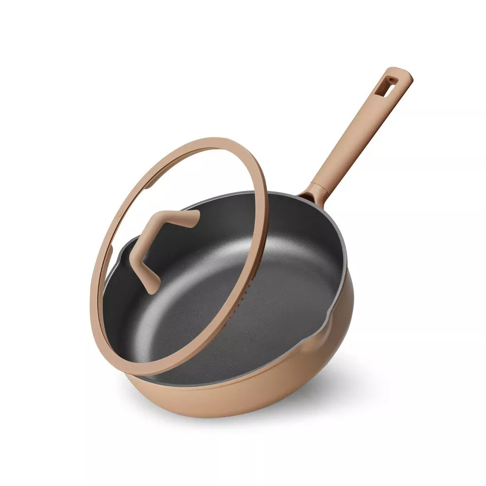 Carote - Nonstick Saute Pan With Pour Spout & Strainer Lid - Taupe